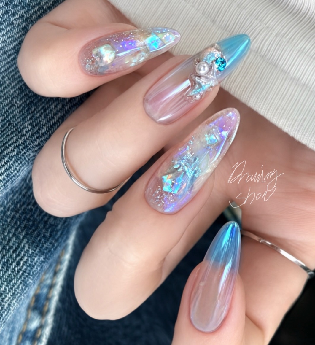 손톱 투명 연장후 조개껍질 네일 ✨✨✨💕 🦪