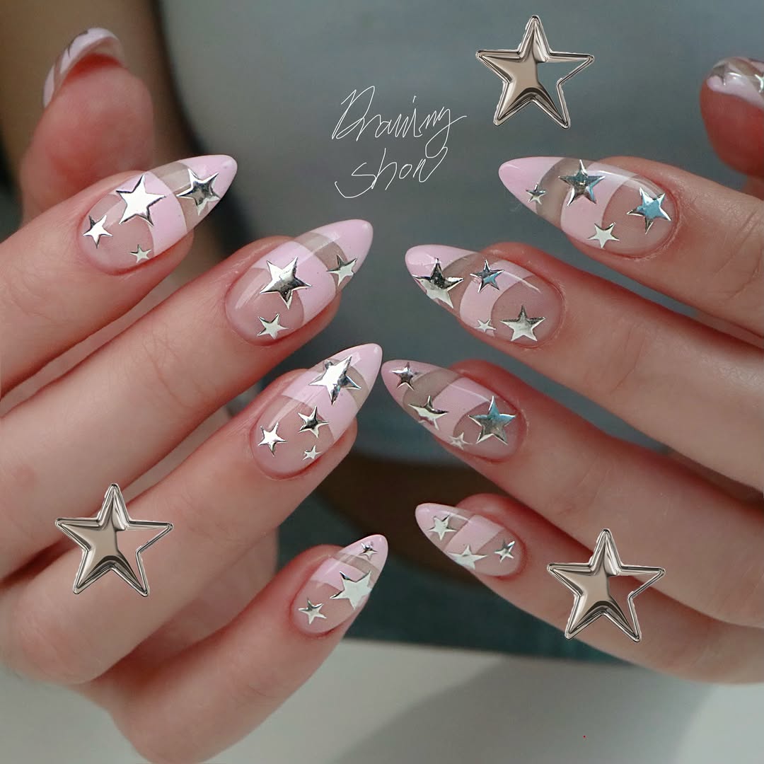 Pink × Silver ★ 은은한 핑크 위에 실버 스타 한 스푼 ⭐️